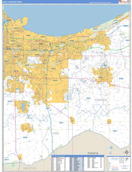 Gary Metro Area Wall Map