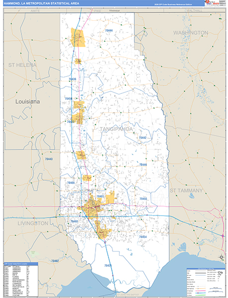 Hammond Metro Area Wall Map