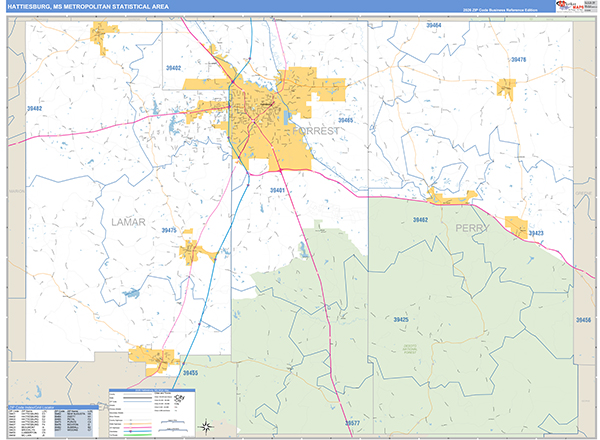 Hattiesburg Metro Area Wall Map