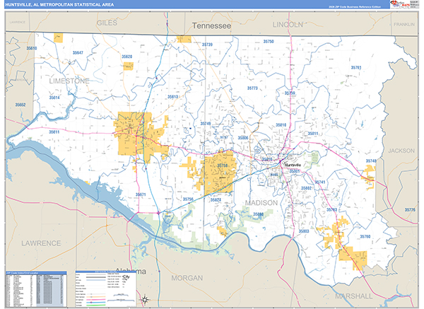 Huntsville Metro Area Wall Map