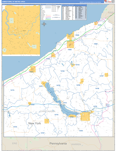 Jamestown Metro Area Wall Map