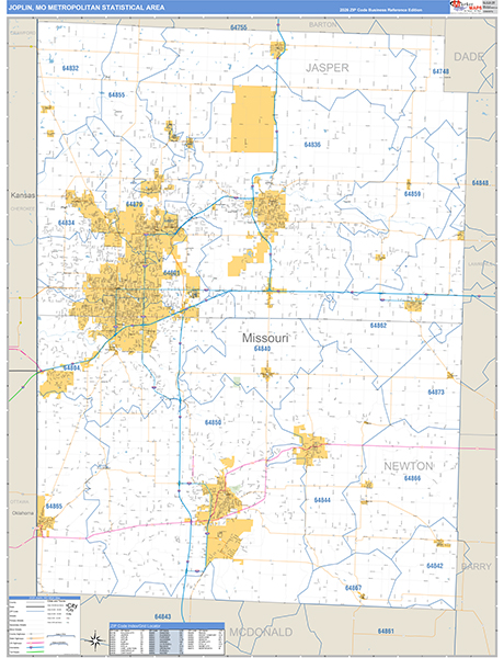 Joplin Metro Area Wall Map