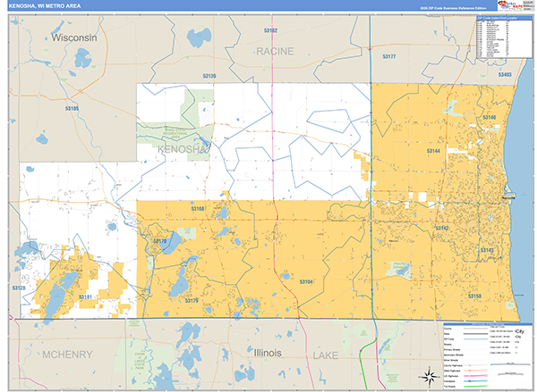 Kenosha Metro Area Wall Map