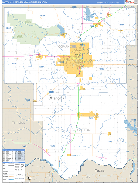 Lawton Metro Area Wall Map