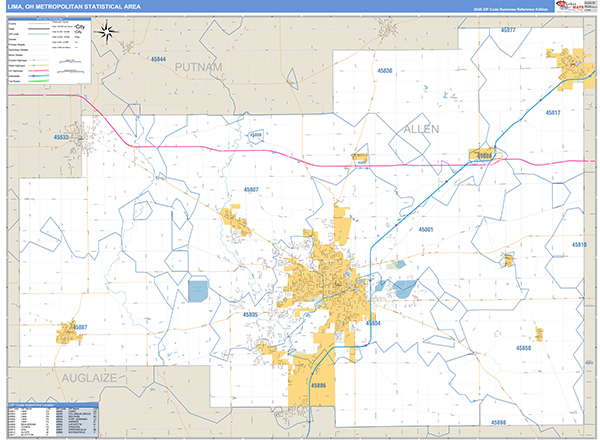 Lima Metro Area Wall Map Basic Style
