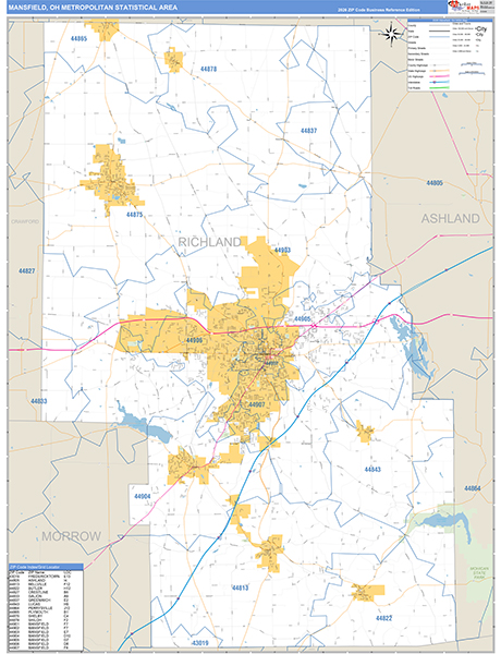 Mansfield Metro Area Wall Map