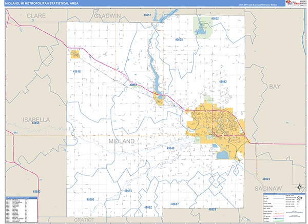 Midland Metro Area Wall Map