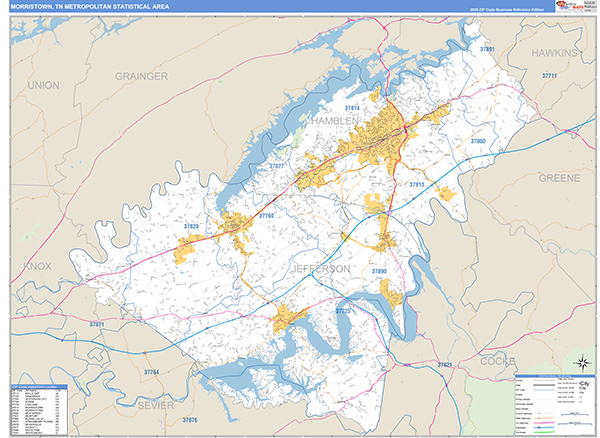 Morristown Metro Area Wall Map