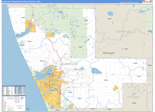 Muskegon Metro Area Wall Map