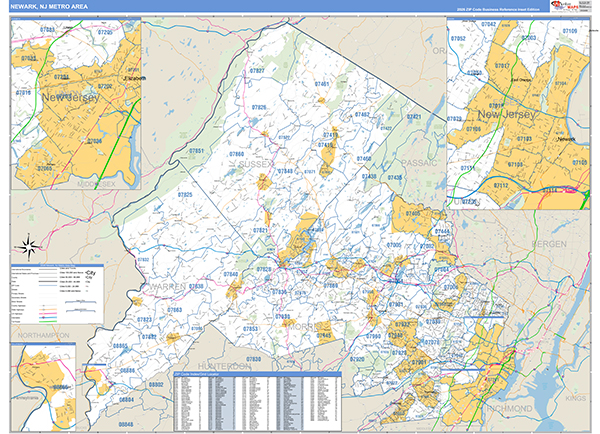 Newark Metro Area Wall Map
