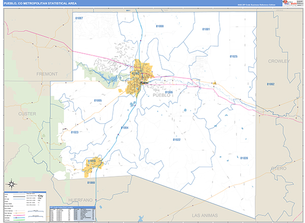 Pueblo Metro Area Wall Map