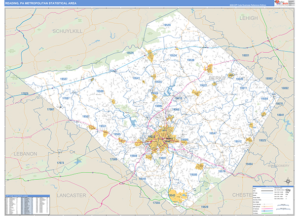 Reading Metro Area Wall Map