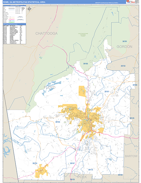Rome Metro Area Wall Map