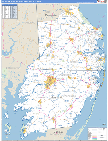 Salisbury Metro Area Wall Map