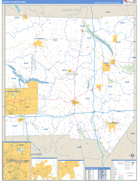 Sharon Metro Area Wall Map