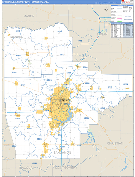 Springfield Metro Area Wall Map