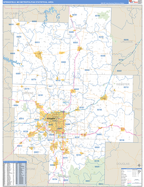 Springfield Metro Area Wall Map