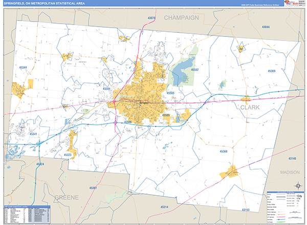 Springfield Metro Area Wall Map