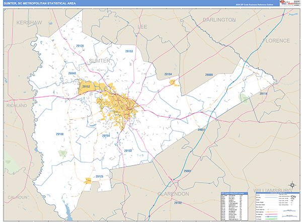Sumter Metro Area Wall Map