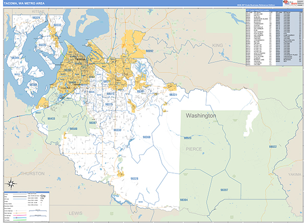 Tacoma Metro Area Wall Map