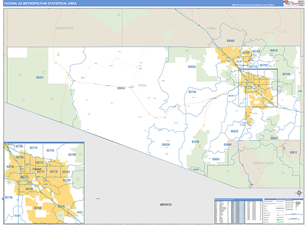 Tucson Metro Area Wall Map