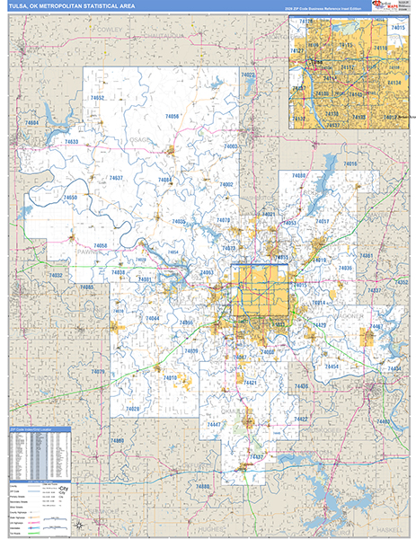 Tulsa Metro Area Wall Map