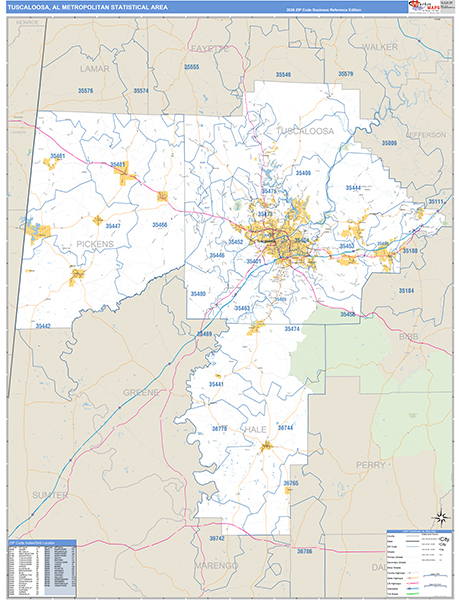 Tuscaloosa Metro Area Wall Map