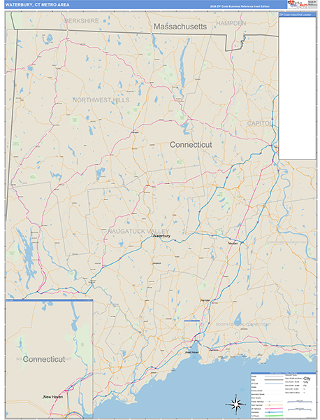 Waterbury Metro Area Wall Map