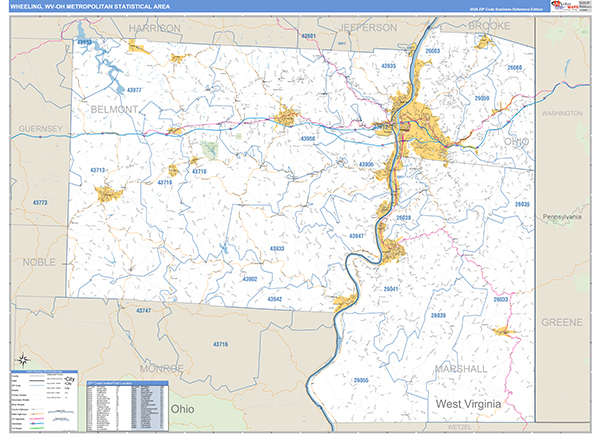 Wheeling Metro Area Wall Map