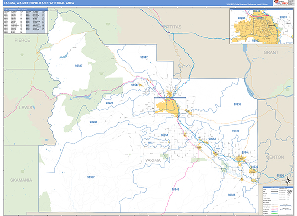 Yakima Metro Area Wall Map