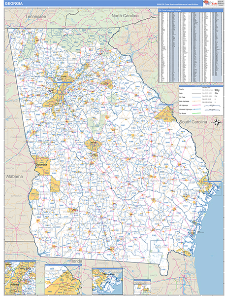 Georgia  Zip Code Wall Map