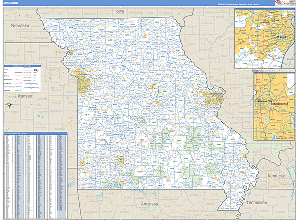 Missouri  Zip Code Wall Map
