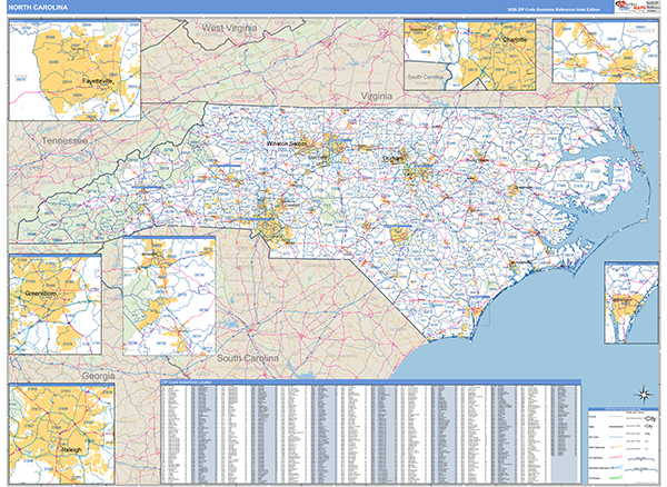 North Carolina Zip Code Map