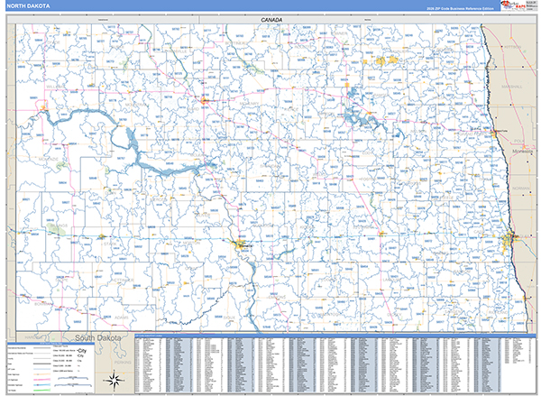 North Dakota  Zip Code Wall Map