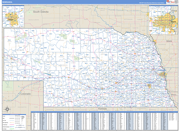 Nebraska Zip Code Map