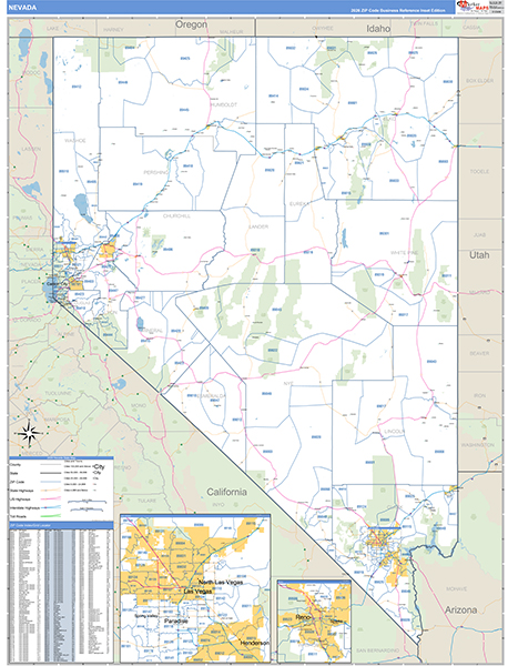 Nevada State Wall Map Basic Style