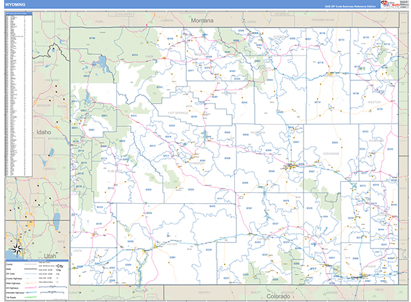 Wyoming  Zip Code Wall Map