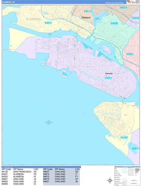Alameda City Digital Map Color Cast Style