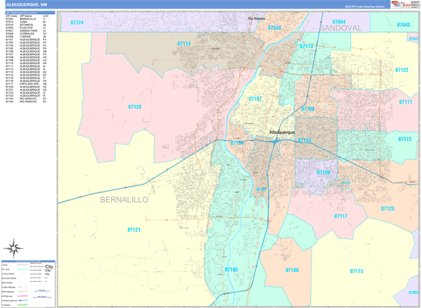 Albuquerque City Digital Map Color Cast Style