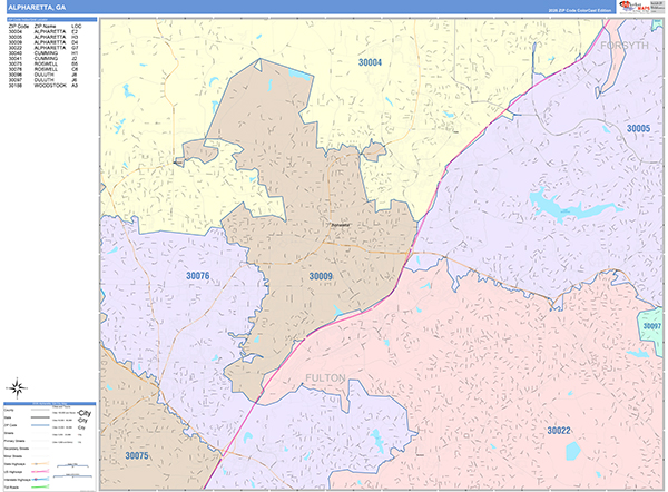 Alpharetta City Wall Map Color Cast Style