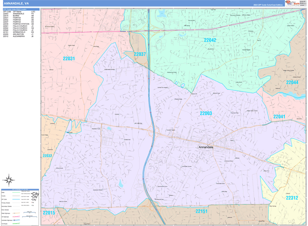 Annandale Virginia 5 Digit Zip Code Maps - Premium