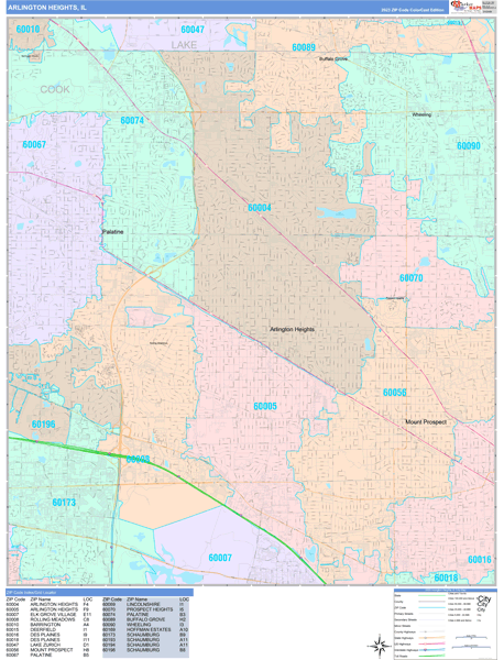 Arlington Heights Illinois Wall Map (Color Cast Style) by MarketMAPS ...