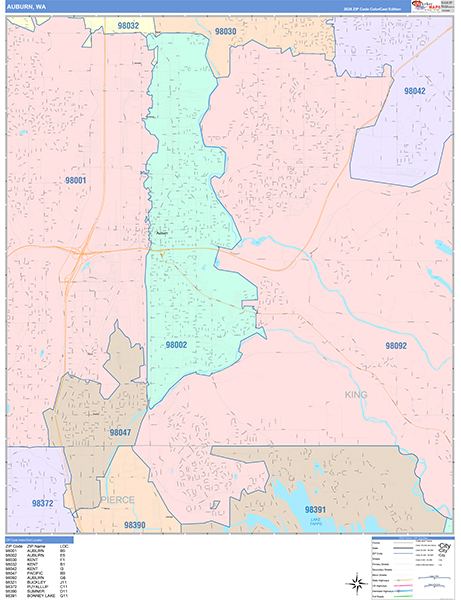 Auburn, WA Zip Code Map