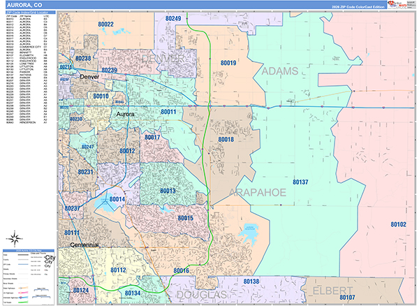 Aurora, CO Zip Code Map