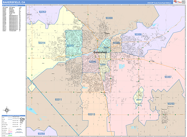 Bakersfield Map Color Cast Style