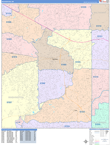 Beaverton, OR Zip Code Map