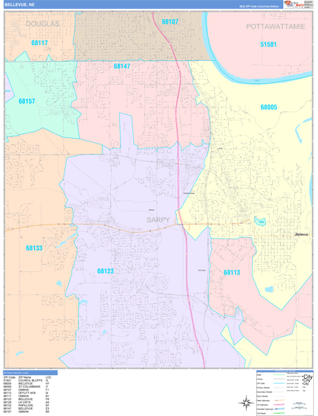 Bellevue City Digital Map Color Cast Style