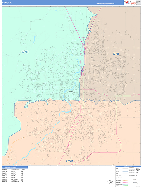Bend, OR Zip Code Map
