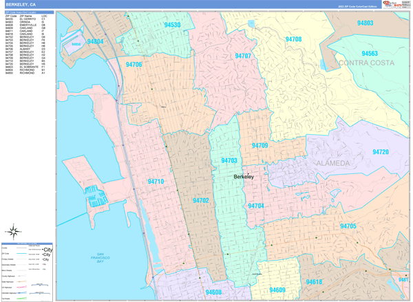 Berkeley City Digital Map Color Cast Style