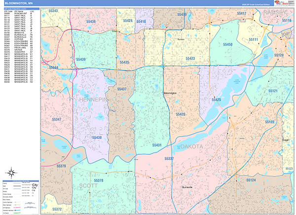 Bloomington, MN Zip Code Map